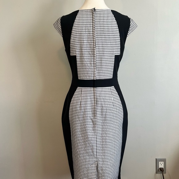 DOROTHY PERKINS Dogtooth Women's Black and White Pencil Dress Size 10 - Picture 5 of 9